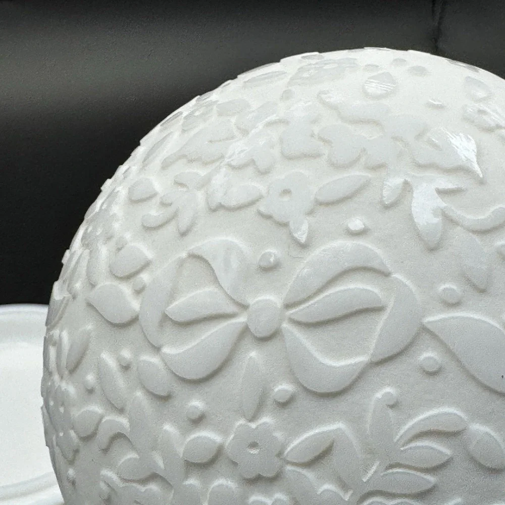 Oneida Crystal White Covered Trinket Box Round Floral Embossed Vanity Dish